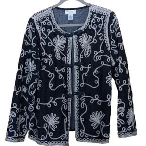 Victor Costa Occasion black denim and gold trim jacket L